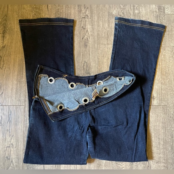 Vintage Watch L.A Dark Blue Flared Leg Jeans, Made in the USA, Size 17/18 - Picture 7 of 8